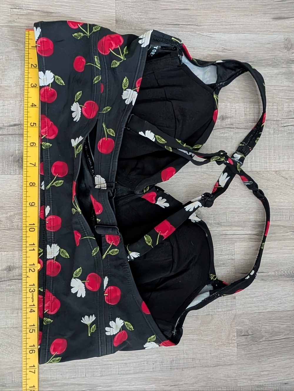torrid Black Cherry Print Longline Pushup Swim Top, 1X (C3) - Picture 4 of 5